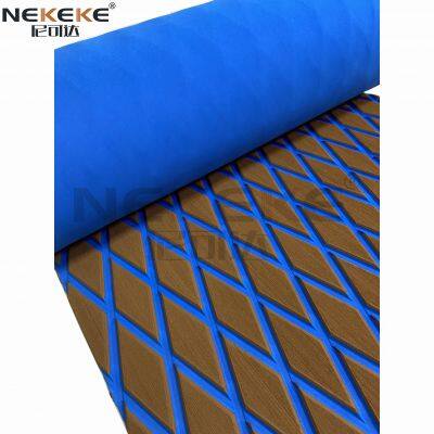 NEKEKE 70*190*0.6 cm Light Brown+Dark Blue+Diamond on Surface Boat Yacht Marine EVA Deck Foam Sheet Composite Outdoor Decking photo-3