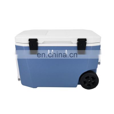 Plastic Ice Cooler Box with Wheels for Outdoor Camping Fishing Large Capacity Insulated Hard 45L Waterproof box