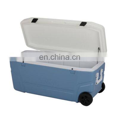 Large 120L Fishing Ice box Meat Seafood Transport Plastic Cooler Box Ice Chest Cooler with Wheels