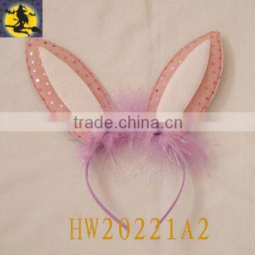 Cute Pink Bunny Ear Headband with Fur Decoration