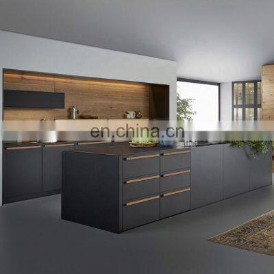 Manufacturer Luxury Black Melamine Modern Matte Acrylic Designs Kitchen Cabinets Sets Made in China