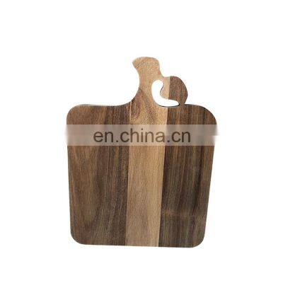 K&B wholesale hot sale wooden square shape cheese small cutting board with leaf handle