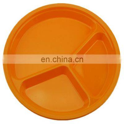 3-Compartments Candy Color Melamine Plastic Kids Dinner Dish, Candy Color Partition Dish Silicone Dinner Plate