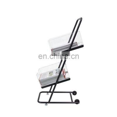Metal Display Rack 2 Layers Acrylic Magazine Holder Brochure Holder Magazine Rack for Office photo-3