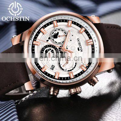 OCHSTIN GQ6111 Chronograph Quartz Men Watch Military Sport Leather Wristwatch Relogio Masculino photo-4