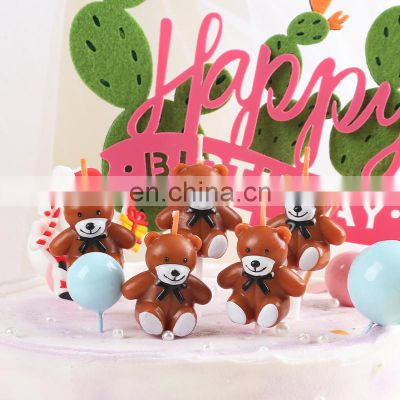 Hot Sale 5 pcs/bag Smokeless Bear Candle Birthday Candle for Cake Decoration Birthday Party Supplies