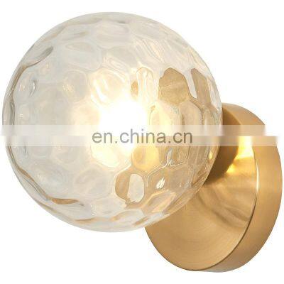 Brass modern luxury gold round glass ball reading wall mounted sconce lamps led simple home art decor bedside wall light