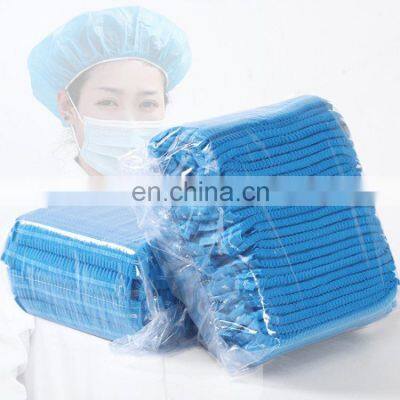 Non woven double elastic surgical head hair cover nonwoven disposable hair net cap clip caps medical bouffant cap disposable hat