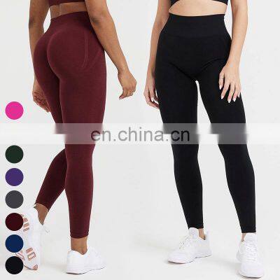 Wholesale Activewear Soft Running Wear Gym Fitness Butt Lifting Tights High Waist Sports Pants Women Seamless Yoga Leggings photo-3