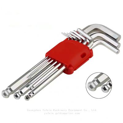 Ball head hexagon wrench set ultra long  9 pieces set of alloy steel material is durable and not easy to deform 0.06in-0.39in