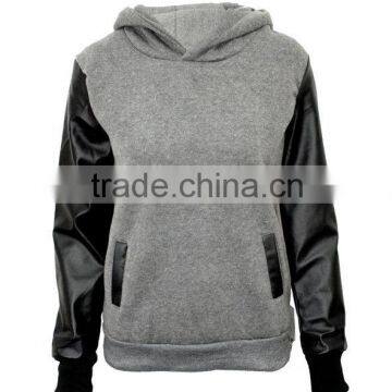 hoodie with leather sleaves