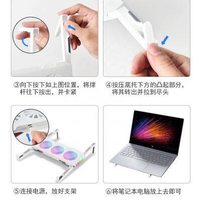 Desk 3 Cooling Fan Adjustable Foldable Laptop RGB Stand for Mac Air Pro for HP Computers Portable Computer Folding Bracket photo-6