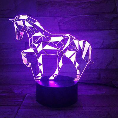 3D Optical Illusion Smart Touchable 7 Color Change Horse Design LED Night Light for Kids Room Decoration photo-4