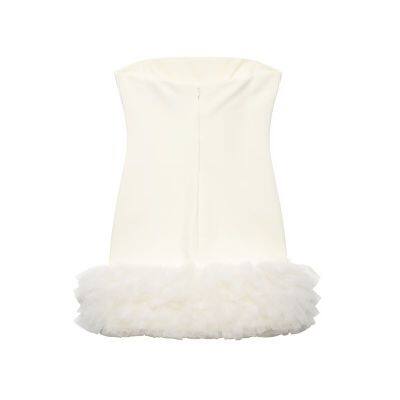 Fashionable and casual fluffy hem silk mesh short dress for women