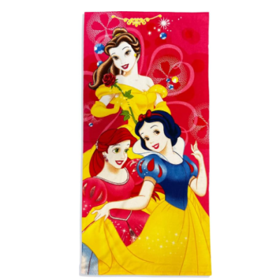 Princess Girls Elegant and Graceful Snow White Cinderella and Rapunzel Purple Beach Towel
