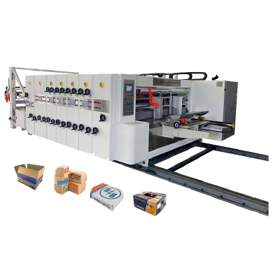 High Speed 4 Color Flexo Printing Machine, Flexo Die Cutting and Printing Machine with tripping and folder gluer and pp strapper