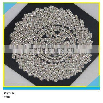 Hotfix Flower Shape White Pearl Applique AB Crystal Rhinestone Cup Chain Patch 10x10cm photo-2
