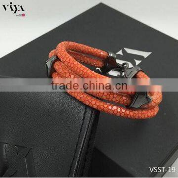 2016 Orange Stingray Skin Jewelry Luxury High Class Leather Bracelet For Men/Watch Lovers, Top Level Bracelet For Sale