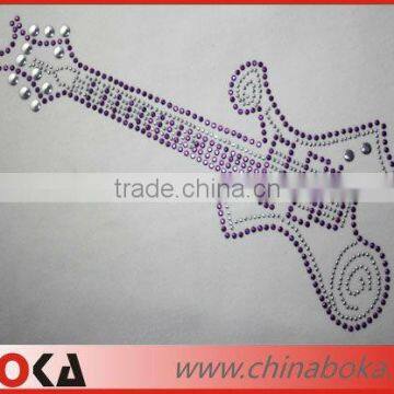 Fashion guitar shape hot fix rhinestone transfer motif