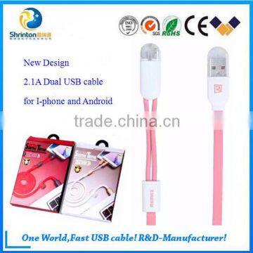 2 in 1 Data and charging cable New design for iphone and micro