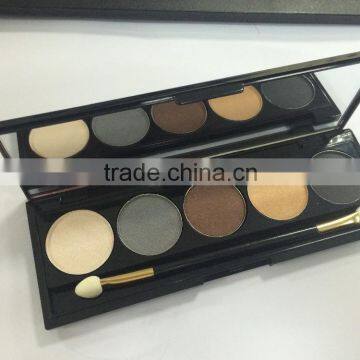 High quality 5 color neutral eyeshadow palette with mirror and brushes