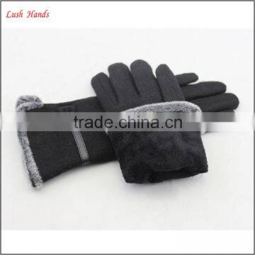 Ladies Wholesale Fashion Black Micro Velvet Hand Gloves With Fur Ending photo-4