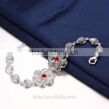 Crystal Silver Plated Bracelets ,flower Beads Bracelets photo-6