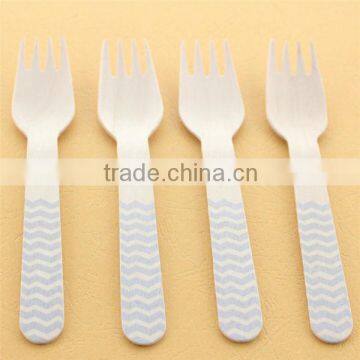 Pink Stripe Polka Dot Chevron Wooden Fork Wooden Utensil Wedding Deco Fork photo-6