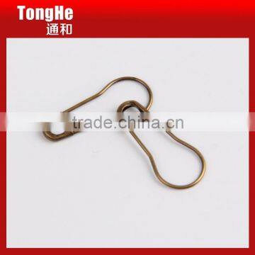 antique brass pear shaped safety pin for T-shirt hang tag