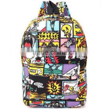 Hippie Facebook Canvas Backpacks Student School Bag Cartoon mc Print Rucksack Outdoor Travel Pack Graffit photo-3