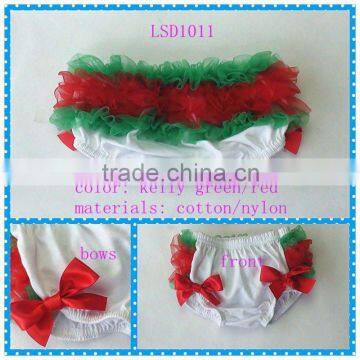 Christmas red kelly green tutu bloomer infant ,popular chiffon ruffle diaper cover newborn,wholesale multi-colors bloomers