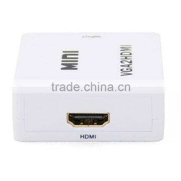 white VGA+R/L audio to HDMI converter