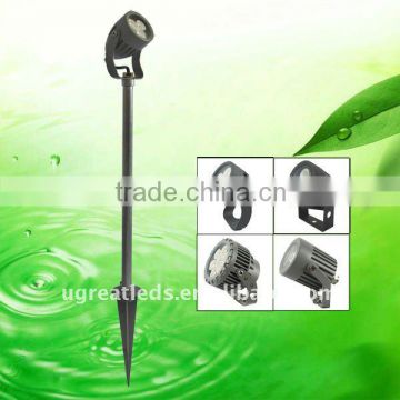 New technology 3w outdoor IP66 led garden spot light with pole