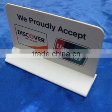 wholesale folding acrylic table sign display card Discover/China Bank UnionPay payment signage card advertising sign board