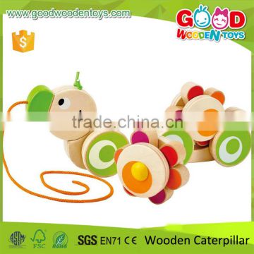 Colorful Walk-A-Long Toy 6 Wheels Pulling Wooden Walking Toys