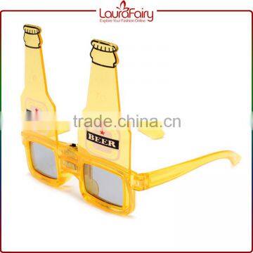 Laura Fairy Custom Logo New Design Yellow Frame Beer Bottle Shaped Party Sunglasses photo-4