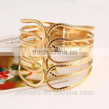 Punk Fashion Gold Plated Wide Bangle Geometry Hollow Cuff Bracelets Adjustable photo-2