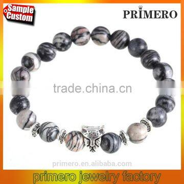 Elasticity Leopard Charm Bracelet Onyx Natural Stones Lava Bead Fashion Jewelry