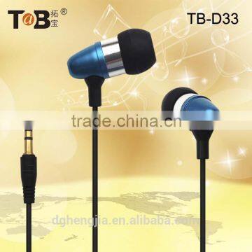 New type light weight flat wire heavy bass cheapest metal earphone for portable media player