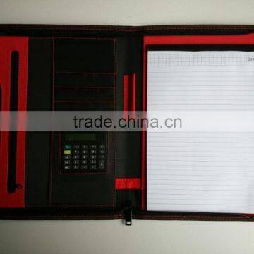 pu leather A4 portfolio case meeting folder with calculator