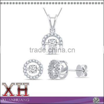 China Wholesale Sterling Silver White Cubic Zirconia Dancing Diamond Jewelry Set