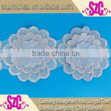 manufacturer design handmade polyester organza 3d flower lace