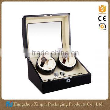 Custom 4 Slot Black Personalized Glossy Wood Watch Winder Box