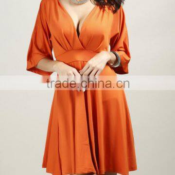 2016 Fashion new summer dress, V neck night sexy short sleeve dress,latest dress designs for lady