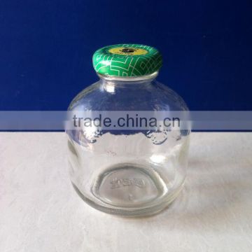 200ml ball shaped beverage juice glass bottle with small metal lid