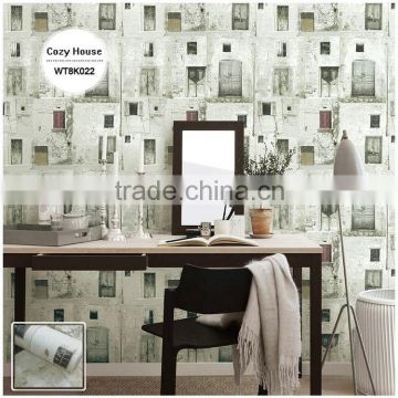 2016 new printing plastic wallpaper, off-white old architectural wall mural for exterior , mould-proof wall covering warehouse