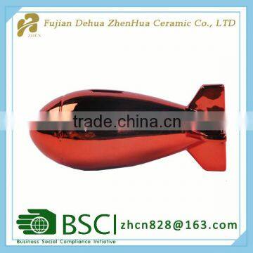 Small Bomb Shape Electroplating Ceramic Coin Bank photo-5