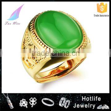 Copper Jewelry Design Green Stone Man Ring 2016 New Agate Ring Quality Choice