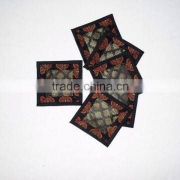 Placemats and Coaster in Black Color Indian Silk Table Runner photo-3