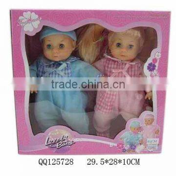 12" 2 in 1 baby doll set (one boy,one girl)